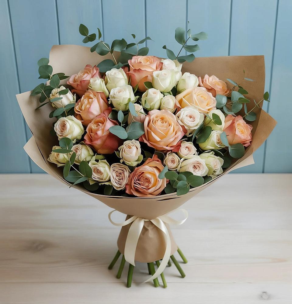 Букет цветов из: Альстромерии и Розы в Покрово-Пригородном