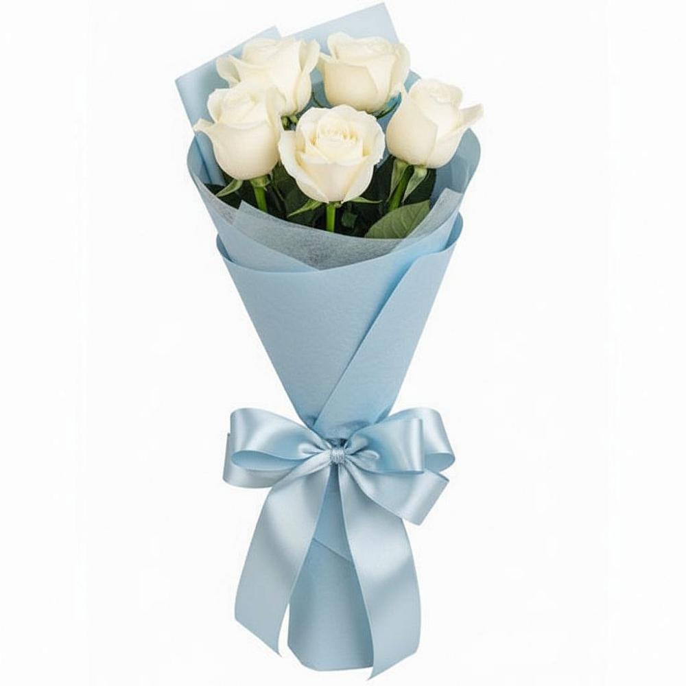 Букет 5 Белых роз Проуд в Покрово-Пригородном