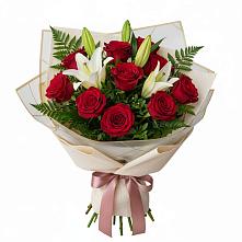 Букет цветов из:  Лилии и Розы в Покрово-Пригородном