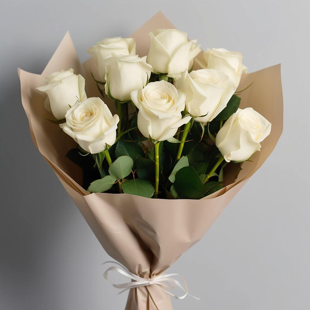 Букет 9 Белых роз Эдлесс Лав в Покрово-Пригородном