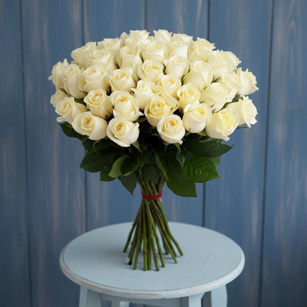 Букет 51 Белая роза Эдлесс Лав в Покрово-Пригородном