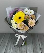Букет цветов из:  Розы, Герберы и Хризантемы в Покрово-Пригородном