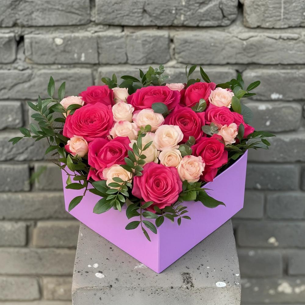 Цветочная композиция из Розы в коробке в Покрово-Пригородном