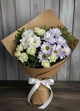 Букет цветов из:  Хризантемы и Розы в Покрово-Пригородном
