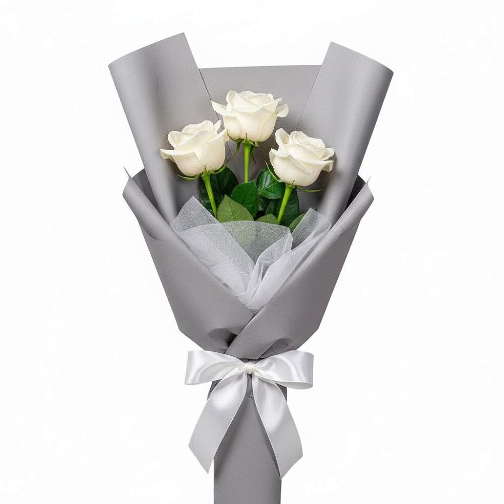 Букет 3 белые розы в Покрово-Пригородном