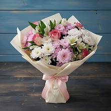 Букет цветов из:  Хризантемы, Альстромерии и Розы в Покрово-Пригородном