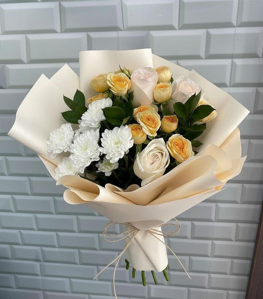 Букет цветов из: Розы и Хризантемы в Покрово-Пригородном