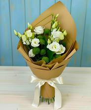 Букет цветов из:  Хризантемы и Лизиантусы #REPLACE_PRED# Покрово-Пригородном