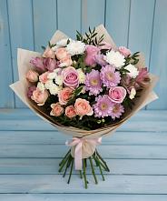 Букет цветов из:  Хризантемы, Розы и Альстромерии в Покрово-Пригородном