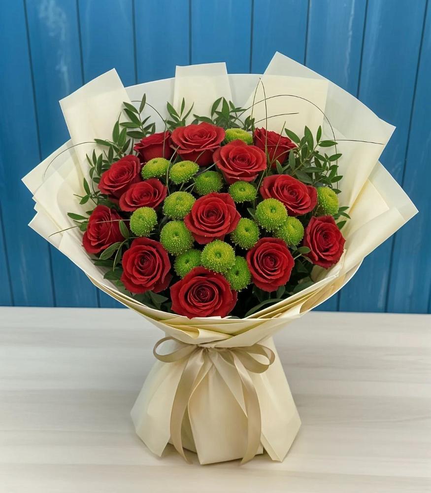 Букет цветов из: Розы и Хризантемы в Покрово-Пригородном